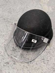 lot 48 image: Military M-2 Hard Helmet w Riot Face Shield