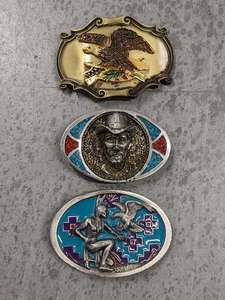 lot 158 image: Lot of 3 - Belt Buckles