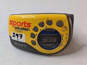 lot 297 image: Sony Sports Walkman SRF-M78 Yellow Portable FMAM Radio With Arm Band