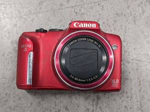 lot 260 image: Canon PowerShot SX170 IS 16.0MP Digital Camera - RED w Battery - No Charger