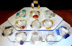lot 3 image: ONE DOZEN - Custom polished Stone and Gem Bracelets Indivudually wrapped with Tags (12X$)