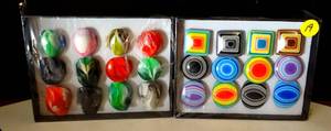 lot 19 image: TWO DOZEN - ACRYLIC ROCK & STRIPED STYLE RINGS - VARIOUS COLORS - NIB (24x$)