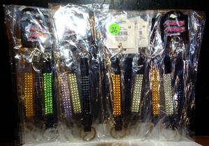 lot 26 image: NEW - BLING BLING GEMSTONE STUDDED KEYCHAINS - 4 PACKS OF 3 (X$)