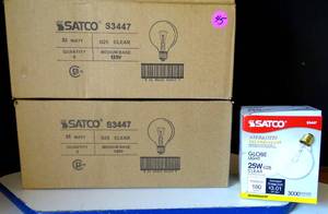 lot 45 image: NEW (2 BOXES OF 6) SATCO 25w Clear Medium Base G25 Incandescent Globe Light Bulb S3447 (2X$)