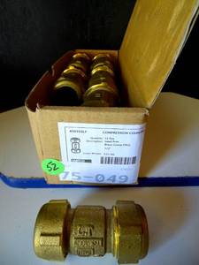 lot 52 image: NEW MATCO-NORCA 12 (450TO3LF) Brass Compression Coupling Long (Lead Free) (12x$)