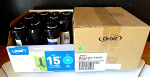 lot 56 image: NEW CASE OF 15 UNITS (X$) - Orbit 4-Inch Black Pop-Up Spring-Loaded Sprinkler Head Sprays up to 15 ft in any direction you choose, and the nozzle is adjustable from 0-360°