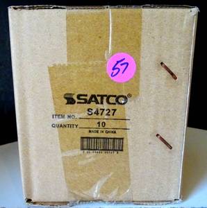 lot 57 image: NEW CASE OF 10 UNITS (X$) - Satco S4727 Candelabra Bulb in Light Finish, 3.63 inches, Clear