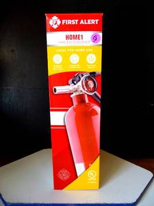 lot 58 image: NEWUNOPENED - First Alert HOME1 Rechargeable Standard Home Fire Extinguisher UL Rated 1-A10-BC, Red