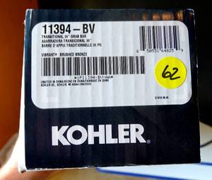 lot 62 image: NEW - Kohler K-11394-BV Brushed Bronze Transitional 36 Inch Grab Bar
