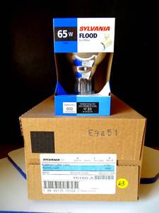lot 63 image: NEW CASE OF 6 - Sylvania 15160-A - 65BR30FLRP 120V Reflector Flood Light Bulb MEDIUM BASE (6X$)