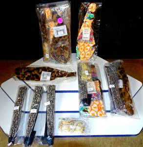 lot 72 image: NEW - 2 BAGS FILLED WITH HEADBANDS, HEAD SKULL CAPS, AND BEADED WORKS AS SHOWN (2X)