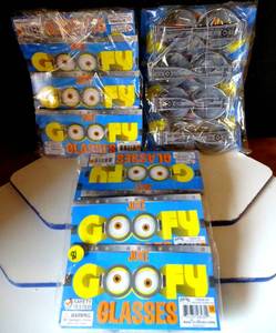 lot 81 image: NEW - ONE DOZEN - HOT DOG JOKER FUN GOOFY GLASSES - 3 PACKS OF 4  12 UNITS (3X$)