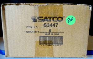 lot 84 image: NEW - CASE OF 6 - SATCO 25w Clear Medium Base G25 Incandescent Globe Light Bulb S3447