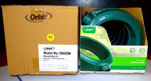 lot 93 image: BIG $ LOT - NEW BOX OF 6 - Orbit Plastic Ring Lawn Sprinkler, Yard & Garden Hose Watering Sprinklers 58029N (6X$)