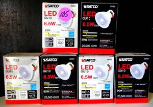 lot 105 image: Satco S9383 6.5 Watt (50 Watt Equivalent) Warm White Narrow Flood LED Light Bulb - 120V (MR16) (6X$)