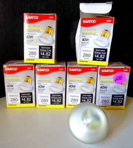 lot 106 image: Satco S3602 40W 120V R14 Clear E26 Medium Base Incandescent light bulb (LOT OF 6)