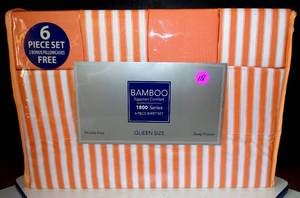 lot 118 image: NEWSEALED - 6 PIECE 1800 THREAD COUNT EGYPTIAN COTTON QUEEN SIZE BED SHEETS $$
