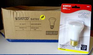 lot 169 image: NEW BOX OF 10 - Satco S4702 40W 120V R16 Frosted E26 Medium Base Incandescent Light Bulb (10X$)