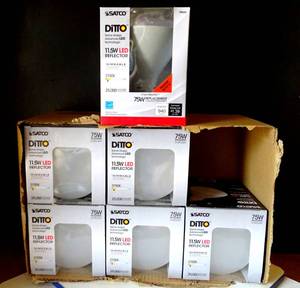 lot 170 image: NEW - 6 UNITS  SATCO S9634 11.5 Watt LED BR40 2700K 103 deg. Beam (6X$)
