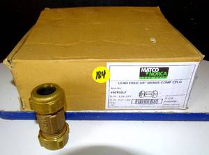 lot 184 image: MATCO-NORCA 38 IPS (12 CTS) Brass Compression Coupling Long (Lead Free) (24 UNITS X $)