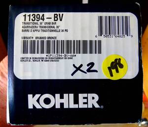lot 198 image: NEW Kohler 11394 BV 36 Transitional Grab Bar Vibrant Brushed Bronze (2 X $)