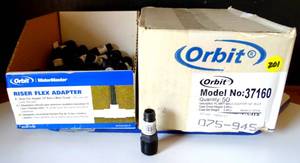 lot 201 image: NEW BOX OF 50 - Orbit 37160 12 Male Threaded X Barb Adapter SKU 67755 (50x$)