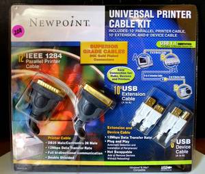 lot 208 image: NEWSEALED - NEWPOINT UNIVERSAL PRINTER CABLE KIT