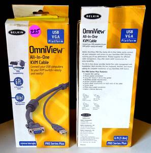 lot 225 image: NEW - BELKIN OMNIVIEW ALL IN ONE KVM CABLE (USBVGA PLATFORM) LOT OF 2