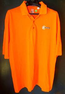 lot 233 image: CUTTER & BUCK MENS EMBROIDERED RADIOSHACK ORANGE POLO - SIZE XXL