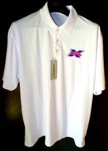 lot 236 image: NEW WITH TAGS - MENS VANSPORT WHITE EMBROIDERED XFL FOOTBALL POLO - SIZE XL