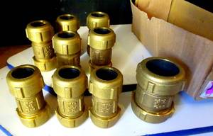 lot 289 image: 12 IPS (34 CTS) Brass Compression Coupling Short (Lead Free) & 1 1 - 10X$