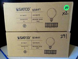 lot 291 image: Satco S3441 40W G25 White Globe Bathroom Vanity 120V Light Bulb (2X$)