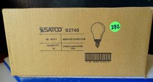 lot 292 image: NEW BOX OF 10 - Satco S2740 120V Candelabra Base 40-Watt A15 Light