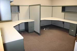lot 16 image: 2-Section Cubicles by Steelcase - 8x8 walls (attached parts only-file sorters separate)