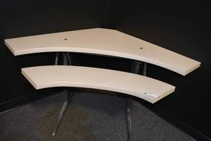 lot 89 image: 42 Curved Corner Desk with adjustable front part