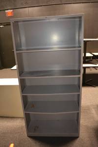 lot 100 image: Metal 5-shelf Bookshelf Cabinet - 6H x 34.5W x 12.5D