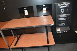 lot 90 image: (2) Rectangle Tables Clouded Brown tops- 5W x 30D x 29.5H