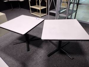 lot 111 image: (2) Square table with x-base - 3x3x29H