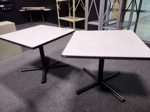 lot 113 image: (2) Square table with x-base - 3x3x29H