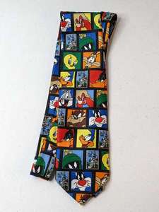 lot 8 image: 1997 Vintage Looney Tunes Stamp Collection Mens Tie 100% Polyester 73469