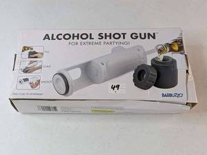 lot 49 image: Alcohol Shot Gun Liquor Beverage Dispenser White Barbuzzo For Extreme Partying - NEW