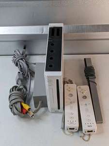 lot 66 image: Nintendo Wii Game Console Bundle Gamecube Compatible White RVL-001 w 2 Controllers
