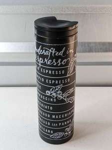 lot 152 image: Starbucks Black Chalkboard Art Stainless Steel 16oz Travel Coffee Mug Tumbler
