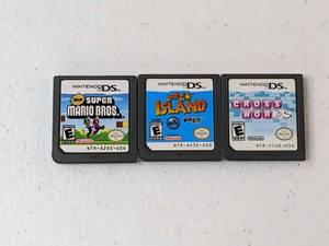 lot 243 image: Lot of 3 - Nintendo DS Games New Super Mario Bros, Pogo Island, Cross WorDS