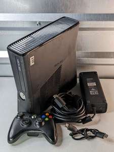 lot 255 image: Microsoft Xbox 360 S Slim Black Console Model 1439 w 1 Controller