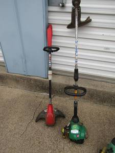 lot 80 image: 13 homelite electric weed eater, Featherlite 16 gas2 cycle weed eater both unknown working condition