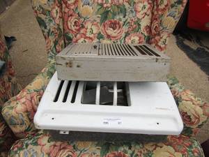 lot 87 image: 2 small metal inwall gas heaters, needs a little repair qty 2
