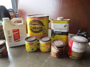 lot 102 image: 2 new cans of krylon glowz indooroutdoor glowin the dark latex paint qty 2, used 1 qt all purpose primer, used gallon of deck and siding stain asiton and more