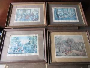 lot 107 image: Set of 1418 framed seasons of rest, old age, lies, childhood and middle age.All frames need to be repaired very old qty 4