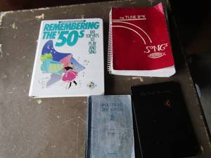 lot 108 image: The spiritual life music book, The faith we sing music book, The tune music note book, Remembering the 50s music book qty 4 total